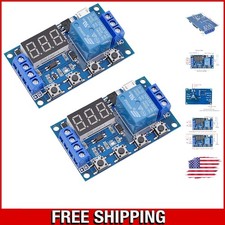 2-Pack Programmable Timer Relay Module with LED Display for Smart Home Control
