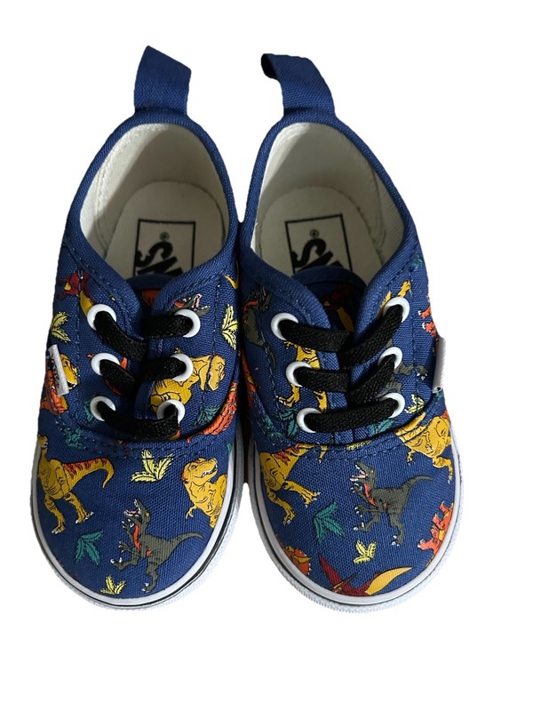 Vans Toddler Authentic Elastic Lace Dinosaur Boys Size 5.5 Shoes New