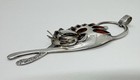 Huge Vintage Handmade Poland Sterling Silver Amber Cat Pendant 4”in — photo 6