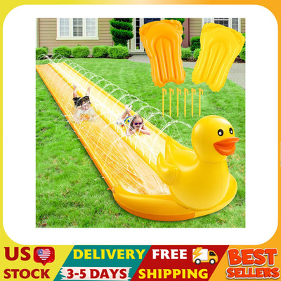 20ft 3D Duck Slip Water Slide Double Lane Lawn Water Slides 3 Sided Safe Fence H
