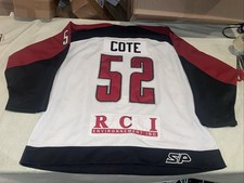 Game Used Alain Cote St. Jean Mission 2003 Qsmhl Jersey Hammered Sewn Hockey Vtg