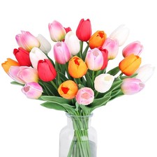 Tulips Artificial Flowers 20 PCS 14 Inch Real Touch Silk Fake Spring Decor