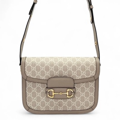 Gucci Small Horsebit 1955 Beige Brown Gg Supreme Monogram (zz070126f1r)