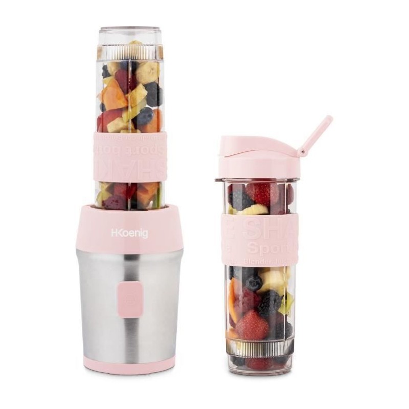 Mini blender SMOO12 rose pastel 300W avec 2 gourdes nomades de 570 mL