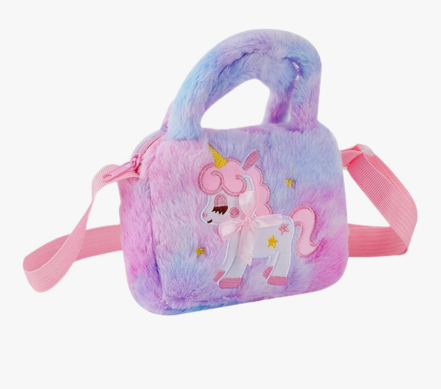 LOGOFUN Plush Unicorn Tote Bag Crossbody Handbags Unicorn Bag for Kids Gift