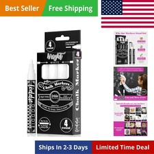 Liquid Chalk Markers - Pack of 4, 6 mm Tip, White - Chalk Pens for Blackboard...