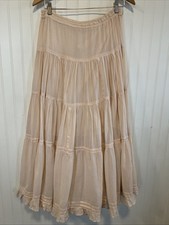 Western Prairie Homestead Farm Ranch Maxi Tiered Pink Skirt M/L