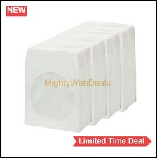 CD DVD Paper Sleeves 400 Pack Thick White Envelopes with Window and Flap