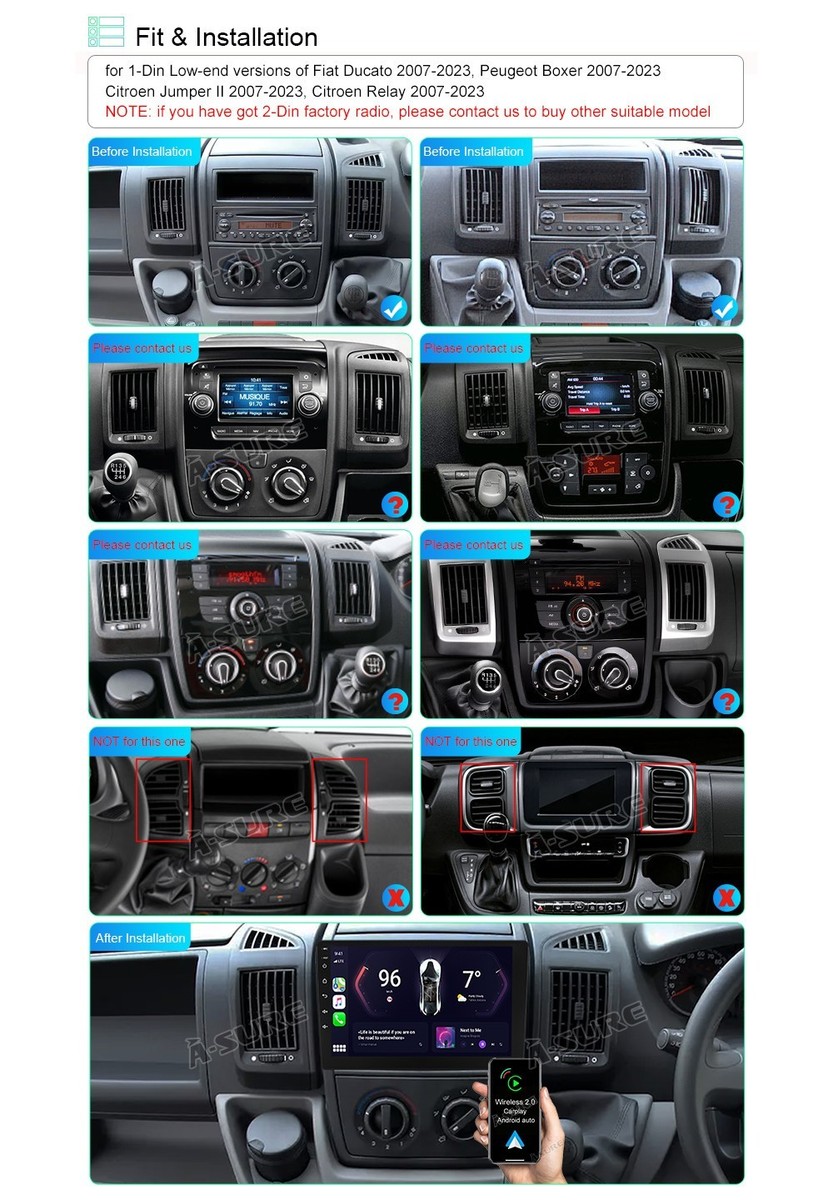 GPS Auto 13.1" Avec Apple Carplay Pour Fiat Ducato, Peugeot Boxer, Citroen Jumper - Neuf