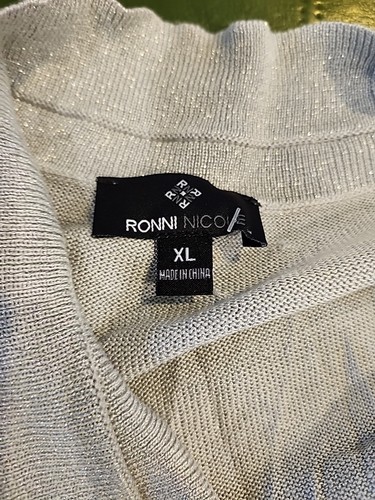 Ronni Nicole Petite Silver Grey Metallic Silver Glitter Open Front NWT Size XL - Picture 2 of 6