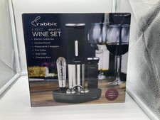 Rabbit 8 Piece Electric Wine Set - Silver/Black, Used, Missing 2 Pieces
