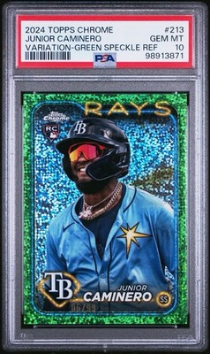2024 TOPPS CHROME VARIATION-GREEN SPECKLE REFRACTOR JUNIOR CAMINERO 85/99 PSA 10