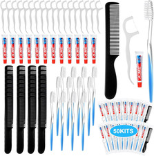 50 Sets Disposable Toothbrushes with Toothpaste Floss and Comb for Travel Indivi