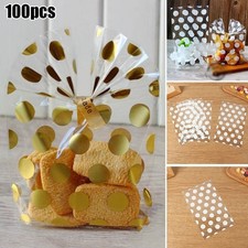 High Quality Empty Bags Cupcake Favour Party Gold White Spots Cello Wedding