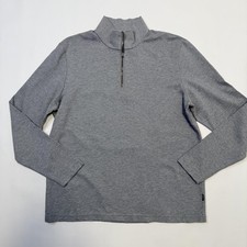 BOSS Hugo Boss Sweater Mens Large Gray Quarter Zip Neck Pullover Long Sleeve