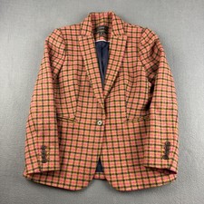 J Crew Parke Blazer Women's 6P Pink Plaid Houndstooth Moon Wool Jacket Lined
