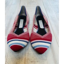 Rothys The Point Red White Blue Stripe Knit Flats Women US 8.5