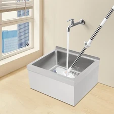 Commercial Wall-mounted Mop Sink Stainless Steel Floor Mop Sink Rectangular