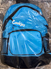 Cookies Smell Proof Blue/Black Logo Backpack, Zip Closure, Bottle Pocket