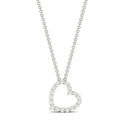 0.28 CTW Lab-Created Moissanite Heart Pendant Necklace in 14K White Gold