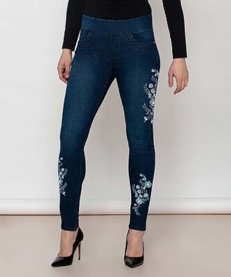 Blue Rinse Wash Floral Skinny Jeans Size 6 | eBay