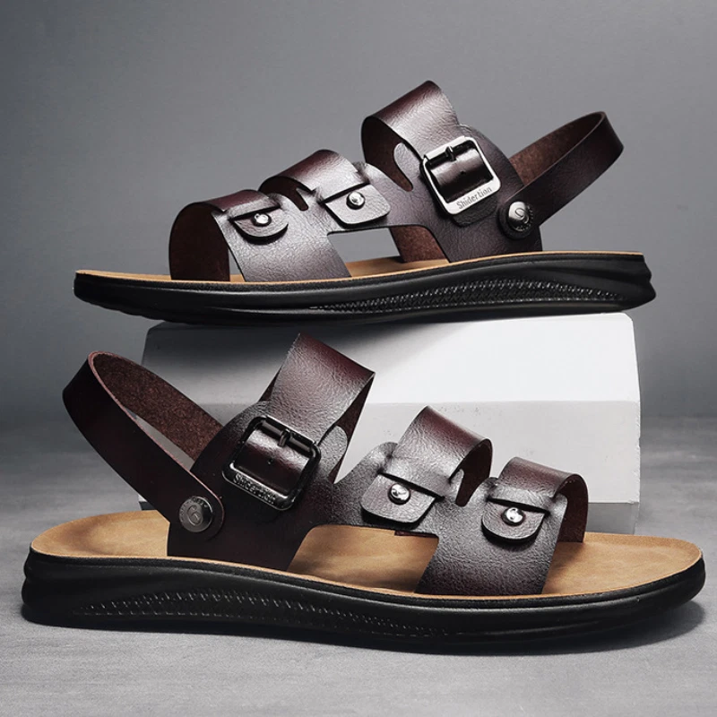 Buckle Strap Sandals Mens Casual Summer Shoes Beach Slipper Hollow Out Slingback