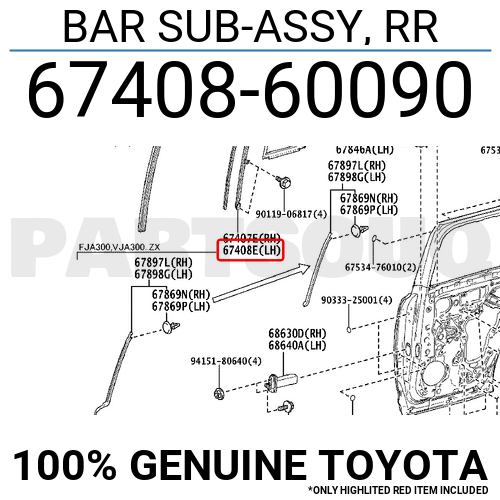 テレビ 6740860090 Genuine Toyota BAR SUB-ASSY, RR 67408-60090 | eBay