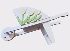 Miniature Wooden Wheelbarrow With Tulip Decoration 9.5" Long