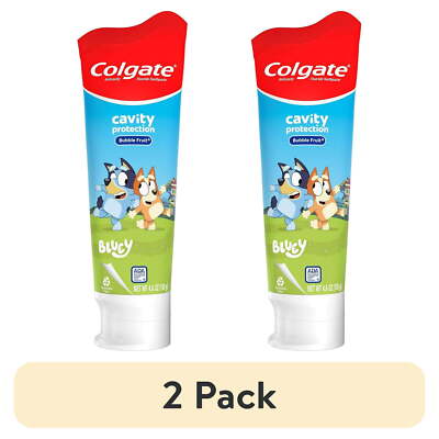 (2 pack) Colgate Bluey Kids Toothpaste with Fluoride Mild Bubble Fruit Flavor