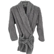 Natori Small /Medium Fuzzy Plush Gray Short Tie Lounge Bath Robe