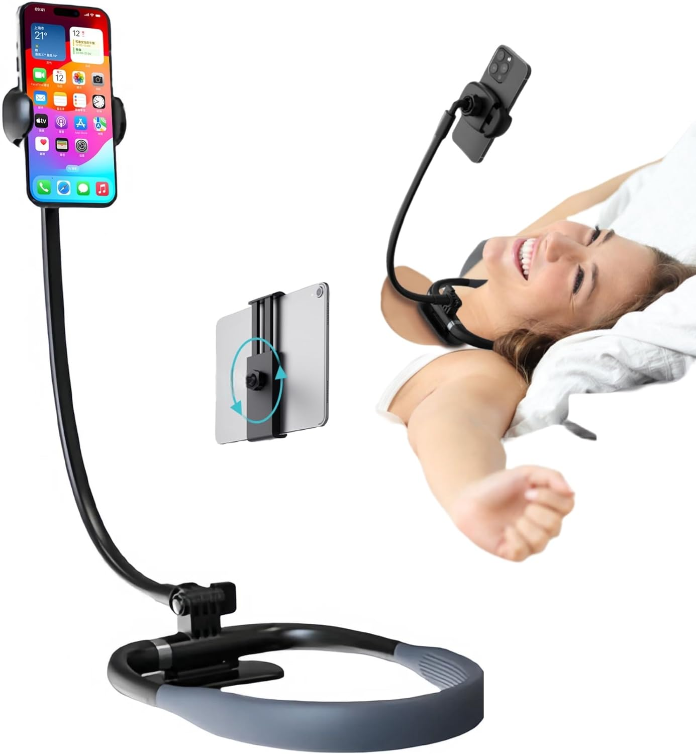 Hands-Free Neck Phone Stand with Flexible Gooseneck for POV Vlogging & Selfies