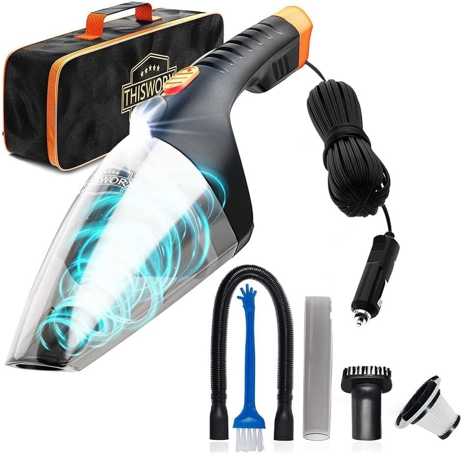 ThisWorx Car Vacuum Cleaner 12V Corded Cig Handheld Vac Portable 16ft Cord eBay