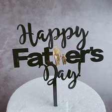 Happy Father  s Day Acrylic Cake Topper Black Decor Dad Reusable Party Supplies