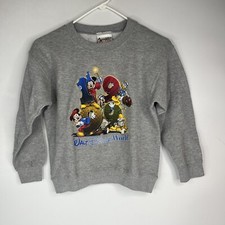 VIntage Disney Youth Medium 7/8 Year 1999 Disney Sweater Gray Crew Neck