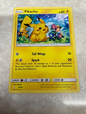 Pikachu Pokémon Card Pikachu 14/30 Sun & Moon 2017 Trainer Kit - Pokemon Card - NM | eBay