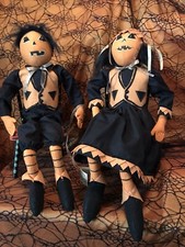 Gathered Traditions Joe Spencer Halloween Paige Parker Pumpkin Folk Art Doll