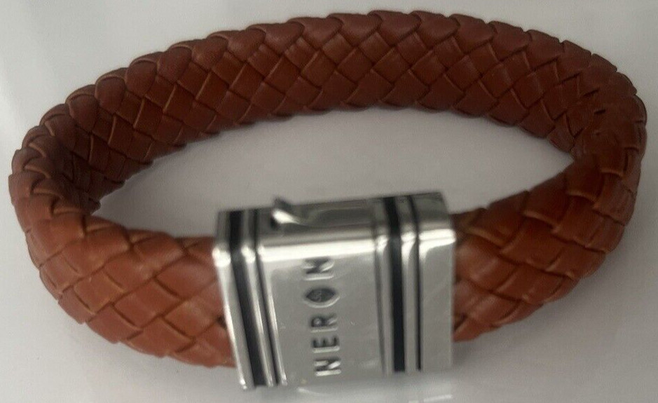 💼  Bracelet de Luxe Neron en Cuir Tressé Marron pour Homme 🤎