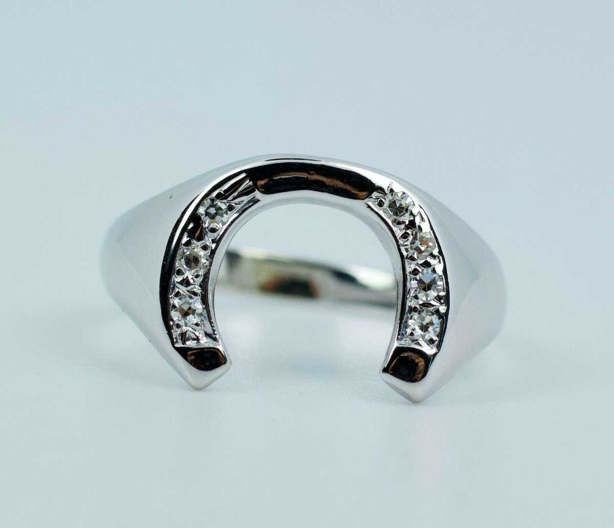 1.7 Ct Round Cut Real Moissanite Wedding Horseshoe Ring Gift 925  display picture 1