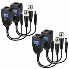 2 Pairs CCTV Balun Video 5/8MP 4K RJ45 Ethernet To BNC Passive Transmitter UK