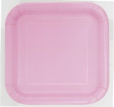 Einzigartige Party: 16 Lvly Pnk 7 Zoll Quadrat Plt Sup. Papierteller eckig 18 cm rosa Paste
