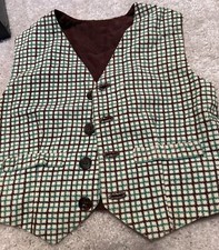 Vintage Plaid Child's Vest Brown Lining