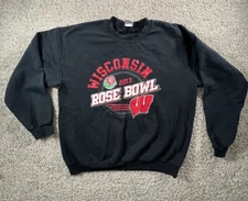University of Wisconsin Rose Bowl Sz Large Sweatshirt CrewNeck Black Streetwear