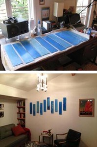 Jalousie Window BLUE Glass Panel Replacement 23" x 3" Vintage RARE Art Projects