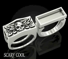 New Skull Secret Compartment Head Silver Mens Gothic Biker Ring 