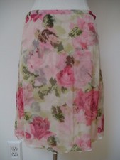 NEW BLUMARINE ivory pink green floral double layer silk chiffon skirt Italian 40
