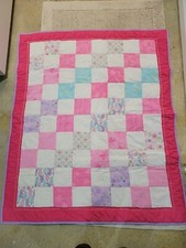 Handmade Patchwork Crib Quilt Throw Blanket Butterflies Flowers