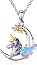 Unicorn Necklace 925 Sterling Silver Moon Stars Jewelry Gifts for Daughter Wife
