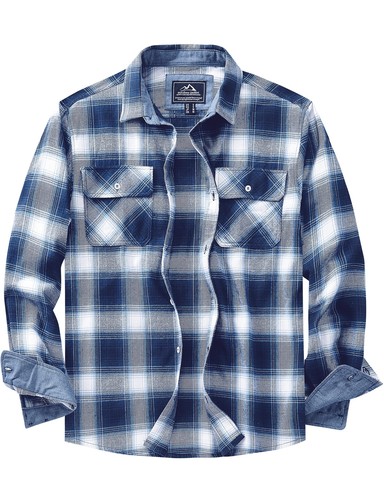 Camisa de franela a cuadros ligera informal de algodón manga larga primavera otoño para hombre - Imagen 5 de 73