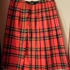 Women s O Neal of Dublin Red Tartan Kilt Wrap Skirt Ireland Sz 9/10 32