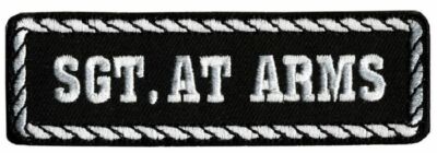 SGT Arms Sargent at Arms MC Biker Patch [iron on Sew on 4.0 X 1.25]